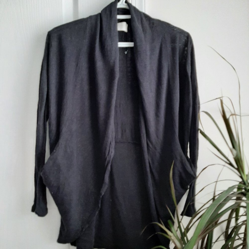 Black linen cardigan